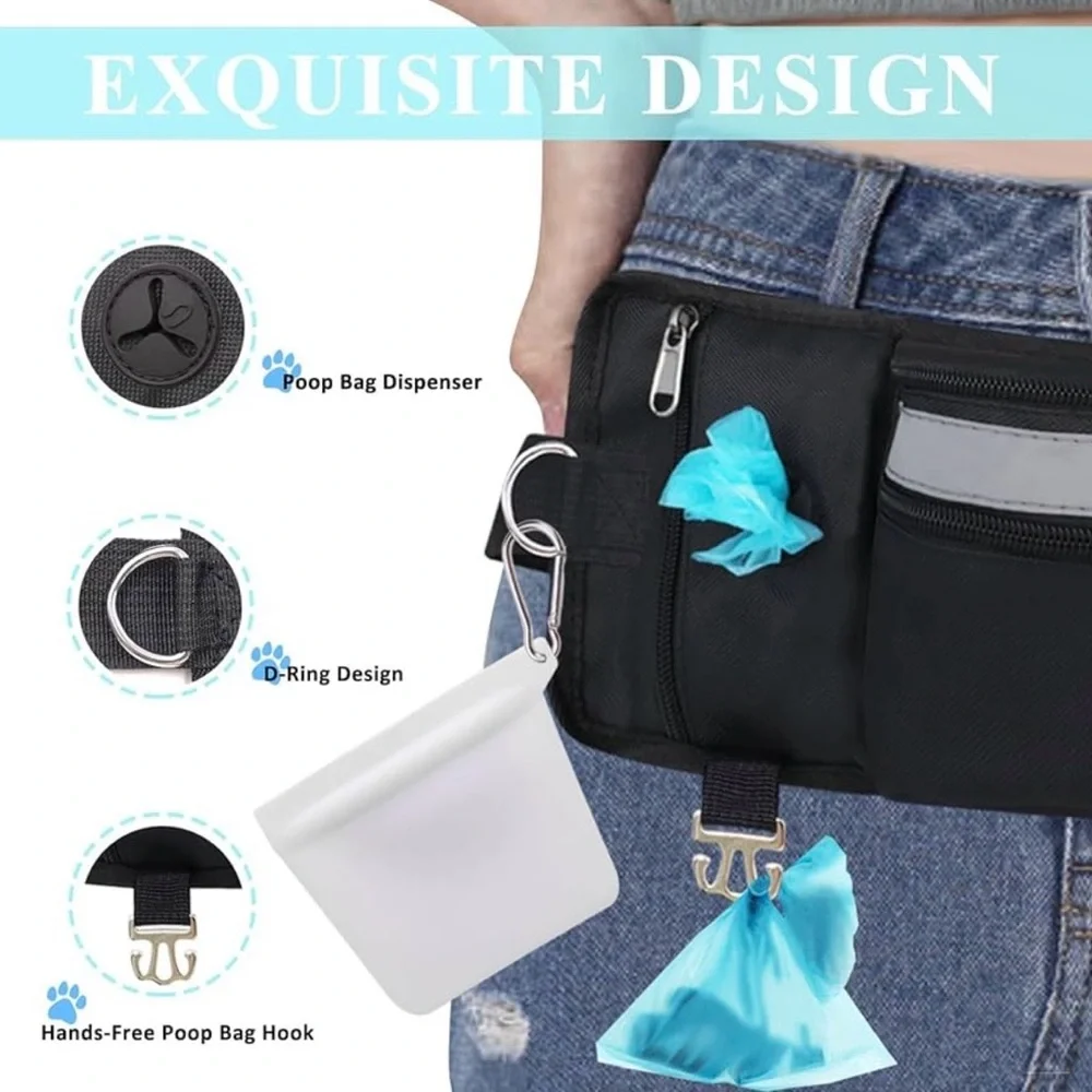 Dog Walking Fanny Pack Belt Bag for Leash Treats Training w Water Bottle Holder